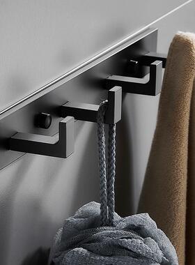 谋生加厚打TCS卫生间毛巾挂挂衣钩钩免孔壁挂衣黑色浴室服排钩墙