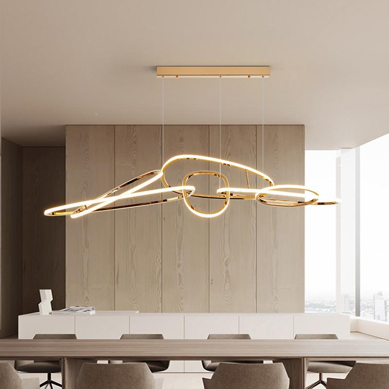 厅餐灯92现代简约吊灯轻奢餐吊桌吧台灯具圆环饭厅吊灯04极8L