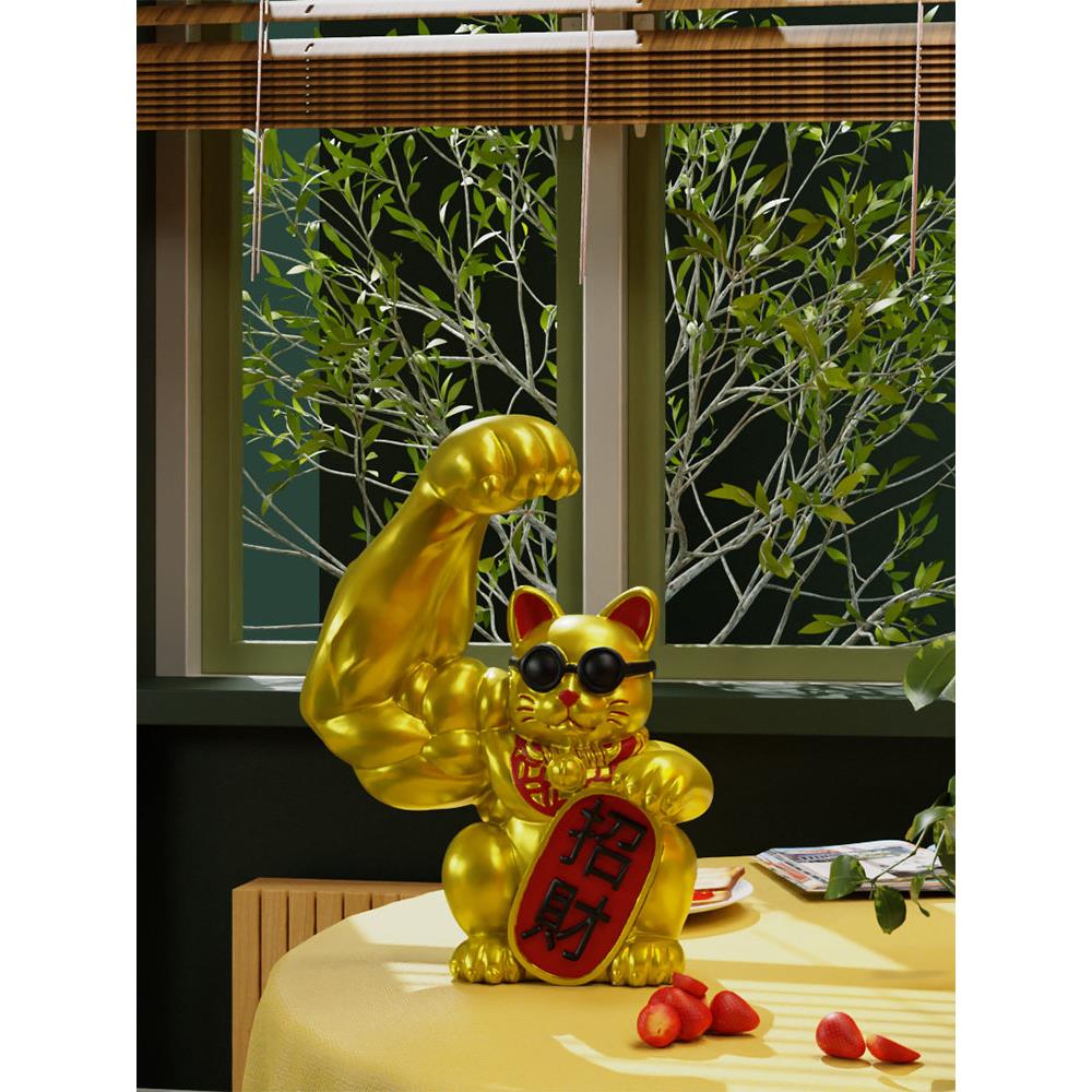 招财宝猫肌肉麒麟臂抢劫猫大臂大力神家客厅开幕礼招财宝猫饰品