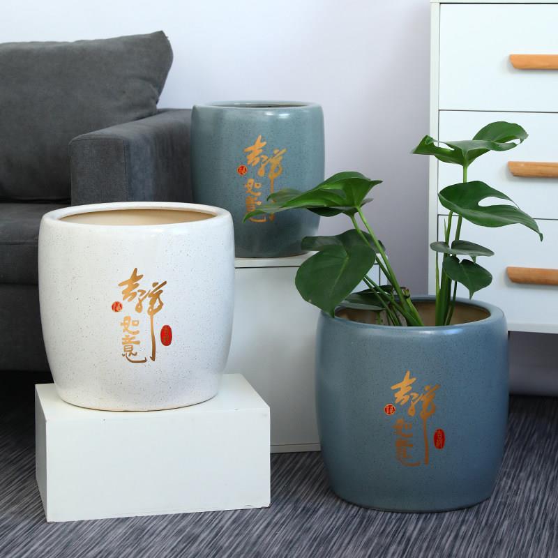 陶瓷花盆家用特大号口径白色轻奢高级客厅发财树金钱树专用落地盆