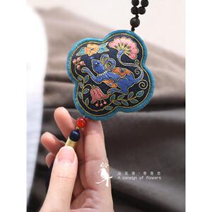 花邮件鼠手工DIY绣花材料袋香囊老树和平护身符生肖夫妇创意礼品