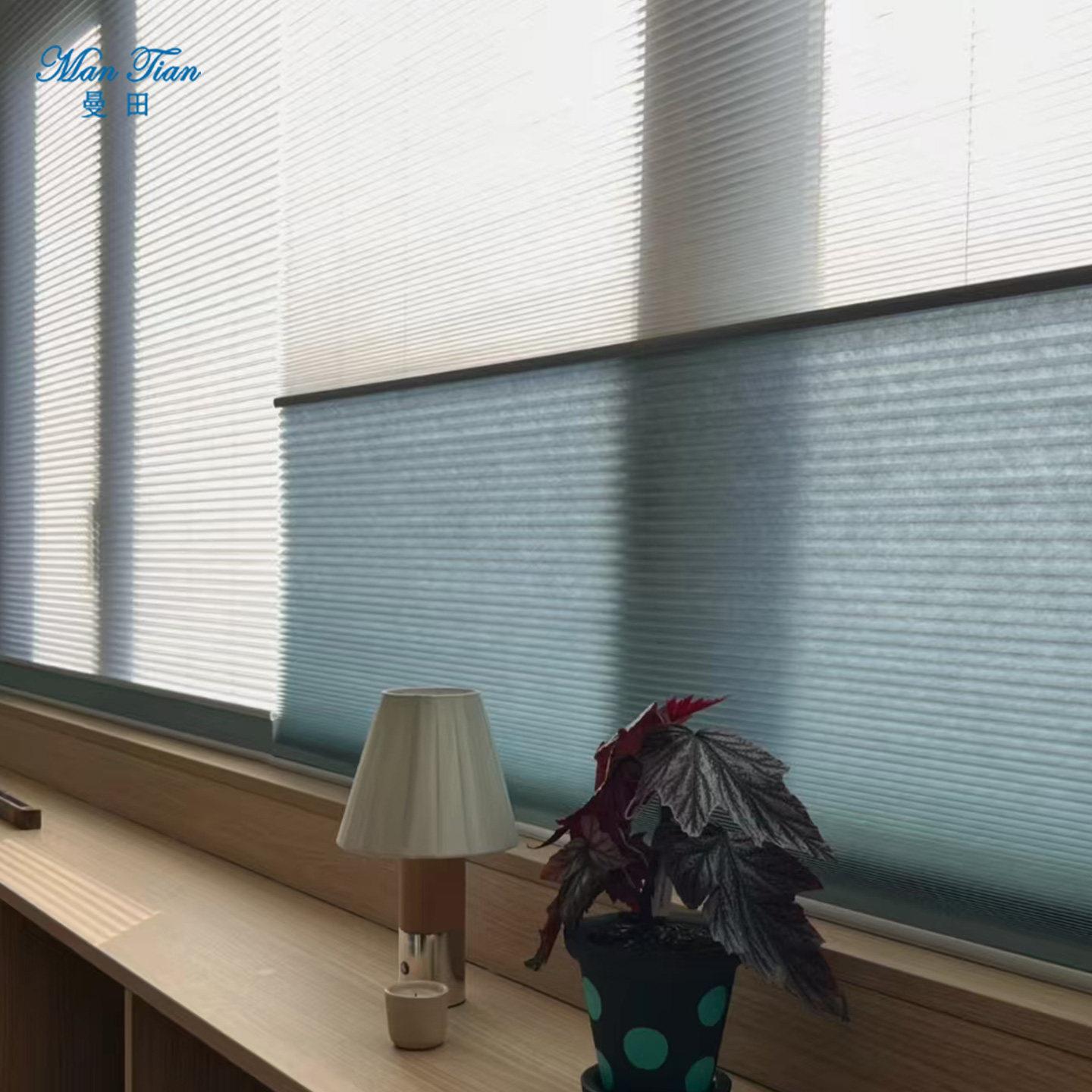 卷帘蜂巢帘遮阳隔热天棚帘内置蜂巢帘拉珠免打孔子双层日夜风琴帘