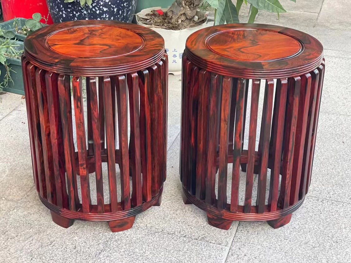 老挝大红酸枝交趾黄檀圆鼓凳