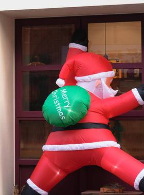 圣诞装布饰品户外充耶气爬墙圣诞老人诞门头氛围节F97THHS8挂饰场