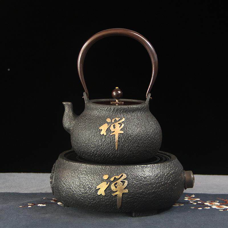 中国茶壶茶具煮水铸铁壶手纯3-C-LJ铸工壶铁茶壶老铁烧水铁壶套装
