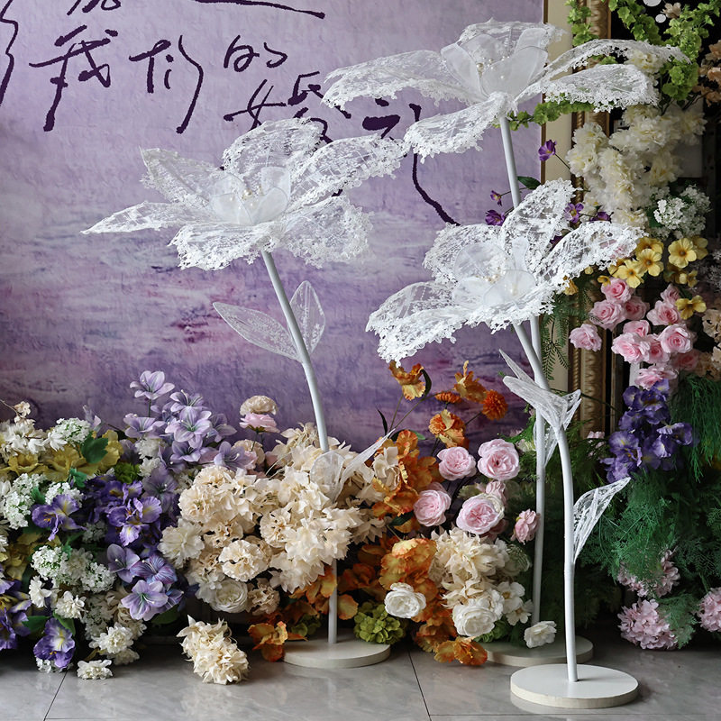 婚庆蕾丝系列花朵路引背景摆件婚礼场景布置橱窗宴会活动装饰道具