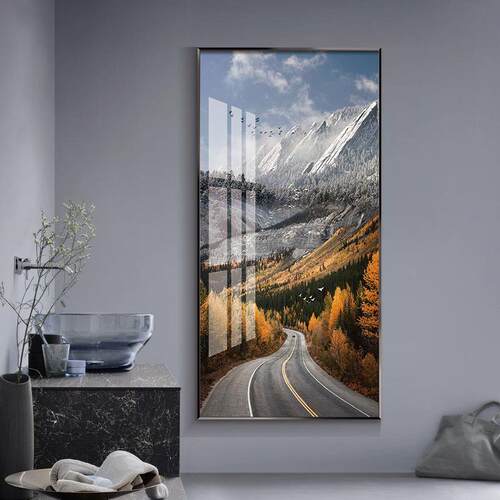 玄代简约关成功之路装饰过道走廊竖版风景玄画幻尽头进门入户公现