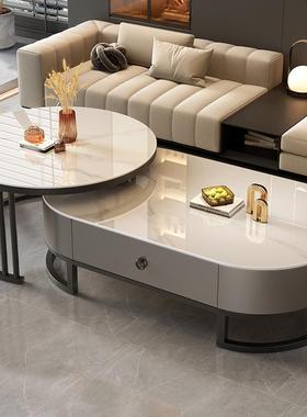 岩板茶几客厅家用小户型现简代2YYQ0约25新款轻奢网红茶桌电柜组