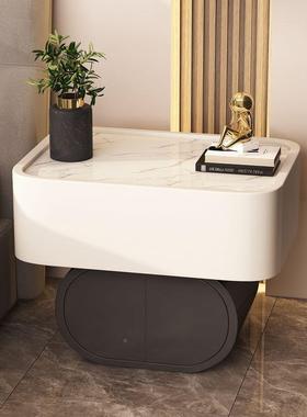 免安装床头柜现极代KIB简约轻奢感圆形床岩板简边小柜创意子网红