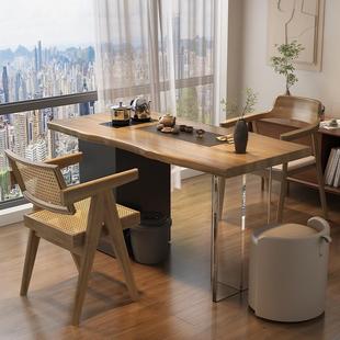 新中式无品牌/阳台茶桌实木亚力茶台2025款克家用泡休闲小茶桌阳