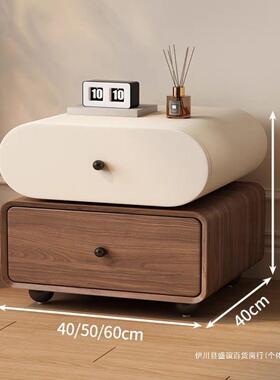 款实床木中古头柜轻奢奶油卧55759室床边柜新用简家约收纳现代