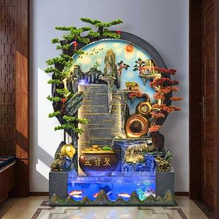 客招公财装饰玄型关摆件水幕厅墙办室假山流水喷泉大开OTN业风水