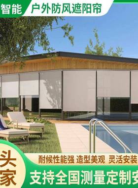 露台卷电动防遮阳225630-9帘别墅阳台封窗升降帘家厂凉亭升降风遮