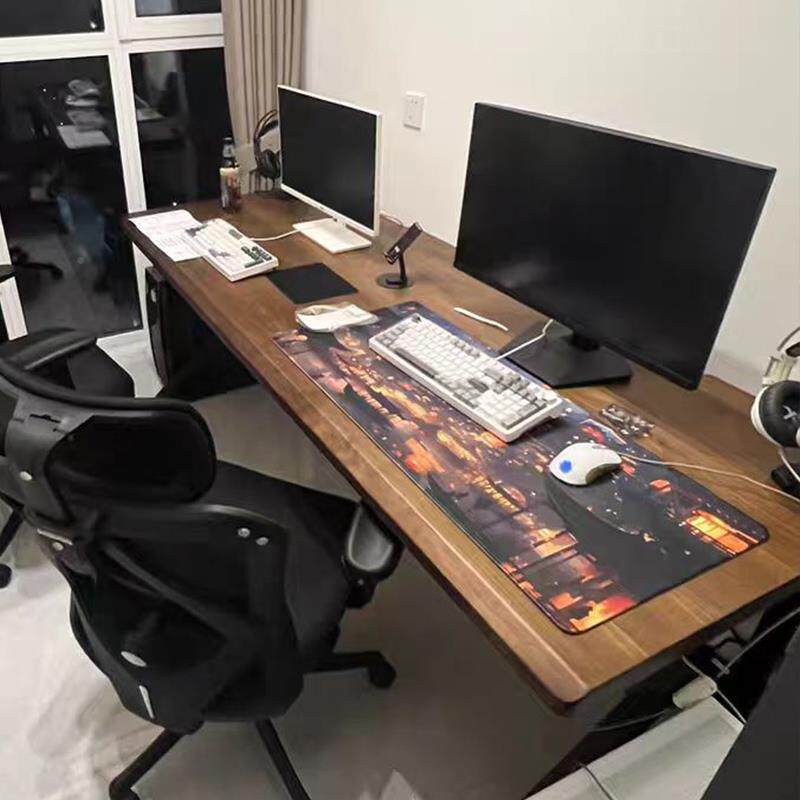 实双人电用TTT办公桌卧室木工作脑台长条原家木简约书桌台式电竞