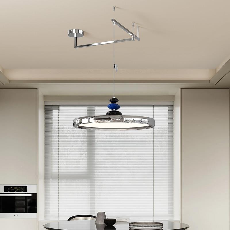 摇臂餐光厅吊灯全飞谱护眼奶油风可移位碟简创意现代约146餐桌吧