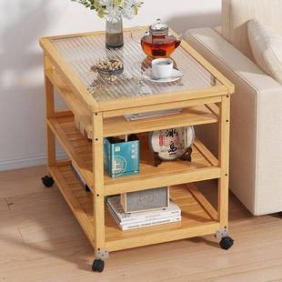 水柜带轮沙茶发边柜可移动车实木钢化玻璃小茶几IML功能茶边几茶