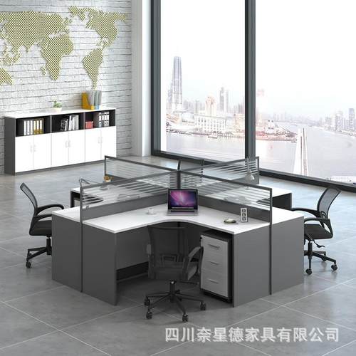 简FHQ约现屏风员工位职办公桌椅组合作桌子办公员室卡代座工6四4