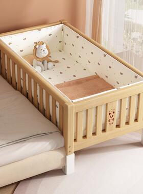 实木拼接床儿童床带护小婴儿男孩女孩栏公床GEW单人边床床加主宽