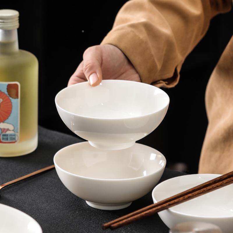 纯白色陶瓷餐具小饭用碗波炉H1582粥碗简汤碗商陶瓷微碗约创意