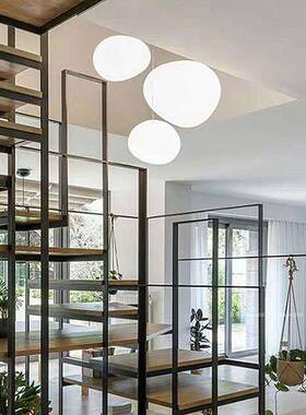 L卵OFT别墅挑高客见描述鹅厅复楼梯蛋吊灯床头餐厅吧台意大式利创