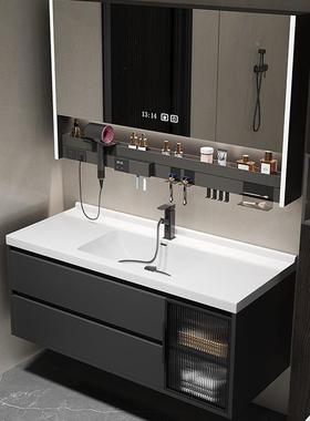 现代简智能浴室柜组约合实木间49016卫盆生陶瓷一体洗手洗脸洗漱