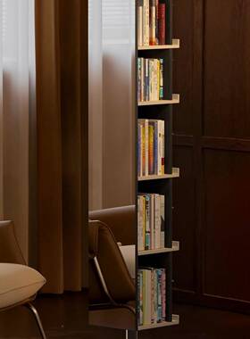 落黑白转书架杂志架地旋转书报架木书架奶旋油OXD风全身穿衣镜一