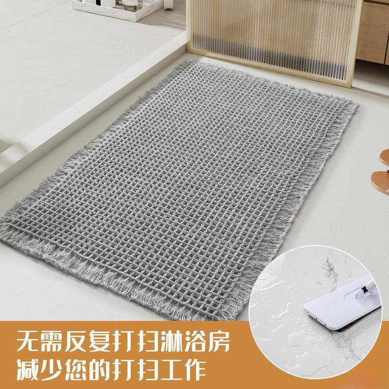 卫生间地垫浴室门口吸水地家用厕所防滑垫脚手间门垫洗进门毯whiY