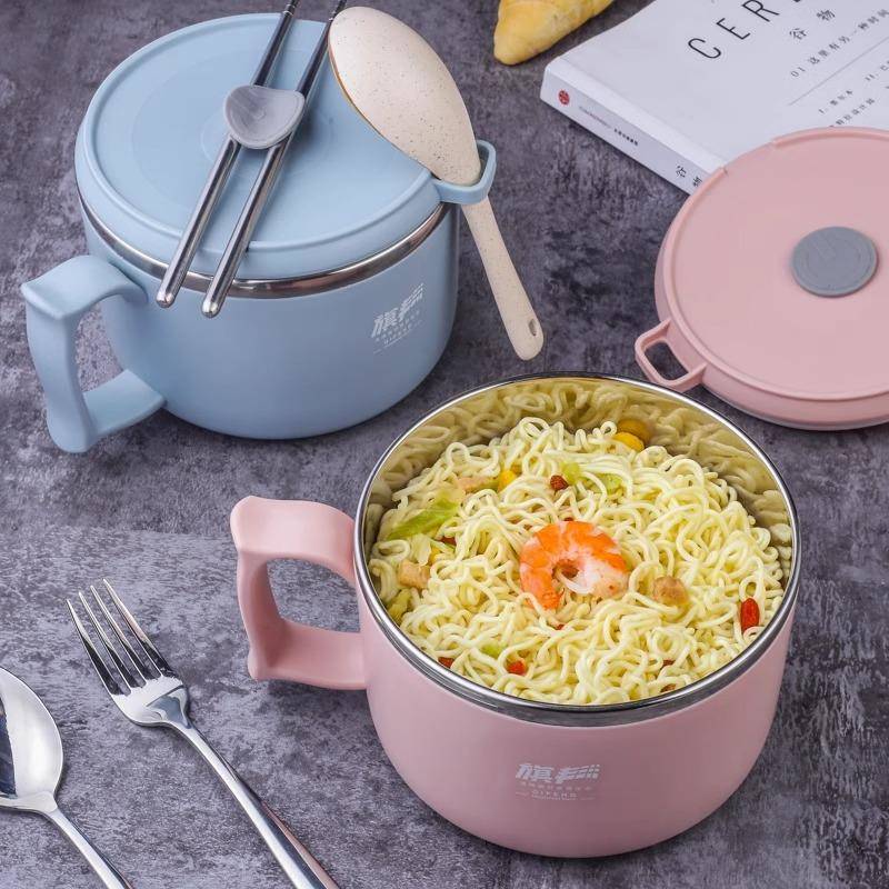 2泡025新款304不锈钢面学碗带盖小生饭宿舍食堂保温盒zhang691上