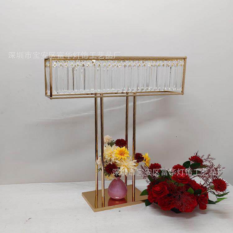 新布款婚堂庆道具长方形铁艺电装饰桌花器镀婚礼宴SPL会厅舞台置