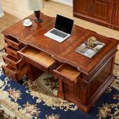 美式 台大班总裁办公大桌老 实172木书桌电脑桌写复古书房字台欧式