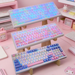 NDIY机械键盘KY98无线蓝牙有线办公专用女生高颜值静音打字手感好
