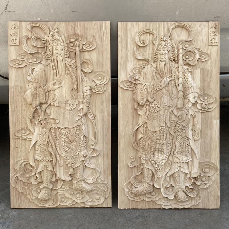 木质门神木板大门头长方形装饰画化解挂件乡村庭院入户门东阳木雕