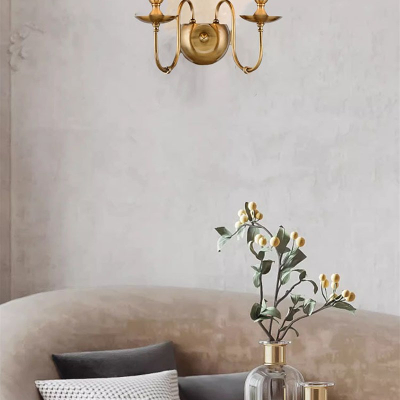 简约现代壁灯走廊过道酒店宾馆灯铜色铁艺阳台美式创意墙灯床头灯