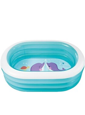 intex57482透明椭圆水池儿童充气游泳池洗澡池pvc材料现货