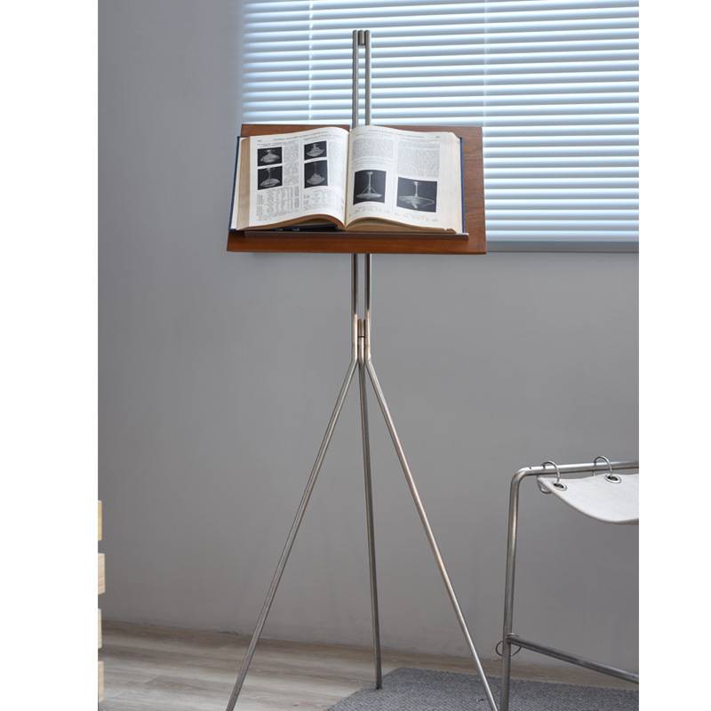 中古仓mooore书报架架展示琴谱不锈钢极简杂志架菜谱架书架复古J&