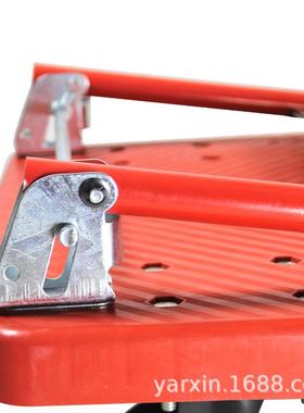 红色XMH塑料手推车家用静音小车推车公楼平板货仓库车间办拣车小