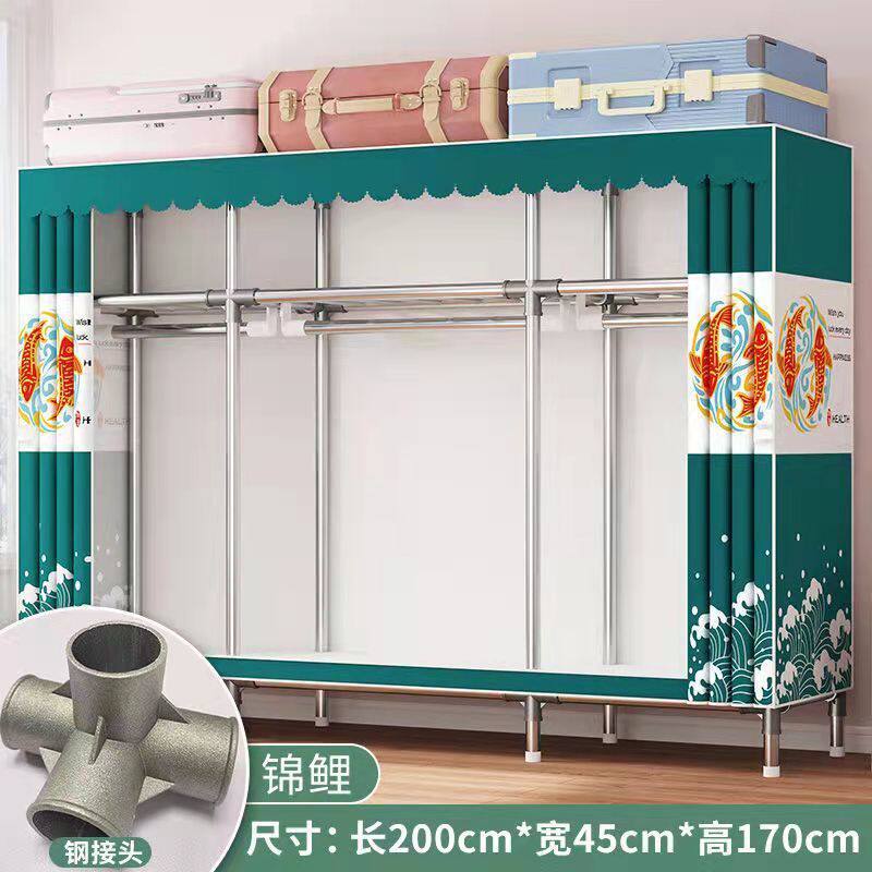 钢管布衣柜加粗加固简易衣柜家用出租屋收纳柜单人双人挂衣柜衣橱