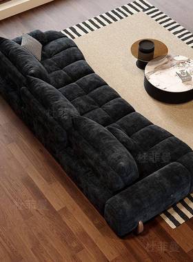 意式极古简可移动背尼尔绒布复沙发客厅大小户弧形大坐靠深沙xne-