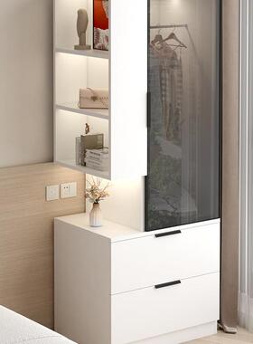 实木床边衣简衣柜一体收纳储物柜家用卧室LNZ角小户型易单人窄柜