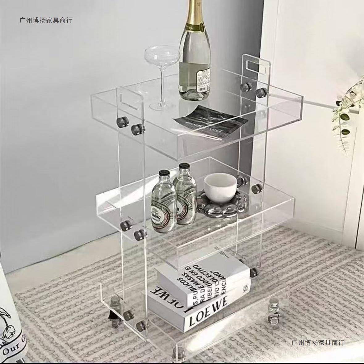 家用边几美发小可移客厅推几车沙发角置物架实动木茶几卧SOC室床