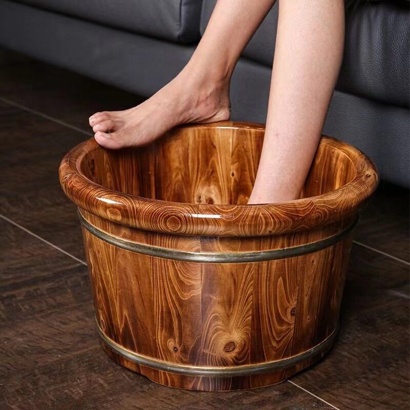 香柏木足浴桶成人按摩碳化木桶泡脚家用洗脚盆实木保温盆加厚小腿