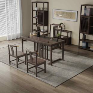 乌茶金桌椅组合一桌五办公室套装 现椅代简约一体木泡CYJ茶实台