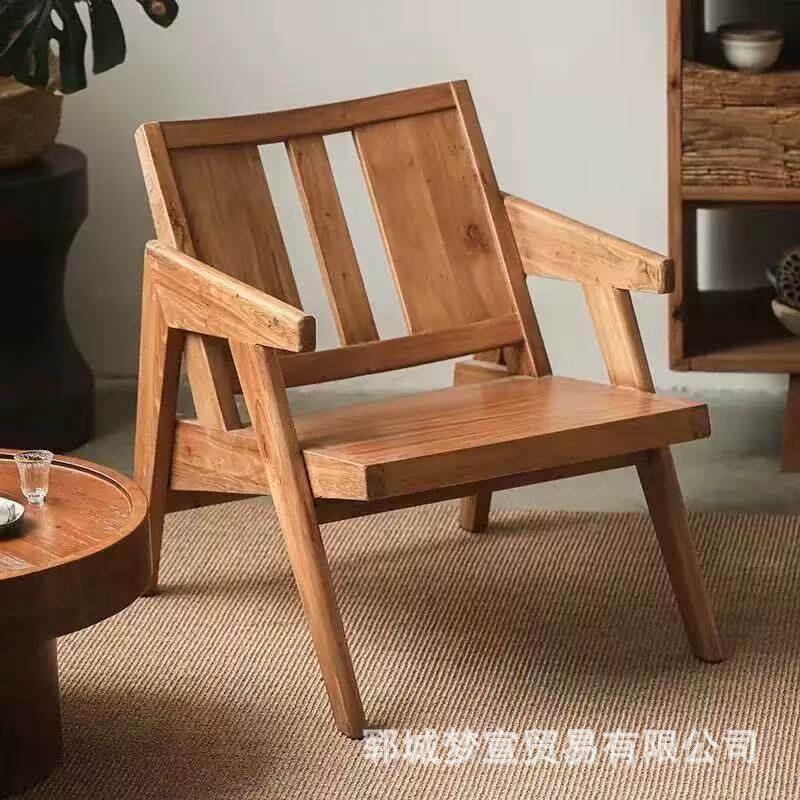 新中式老榆木圈椅禅意靠背休闲椅实木带扶手单人茶椅休闲凳太师椅