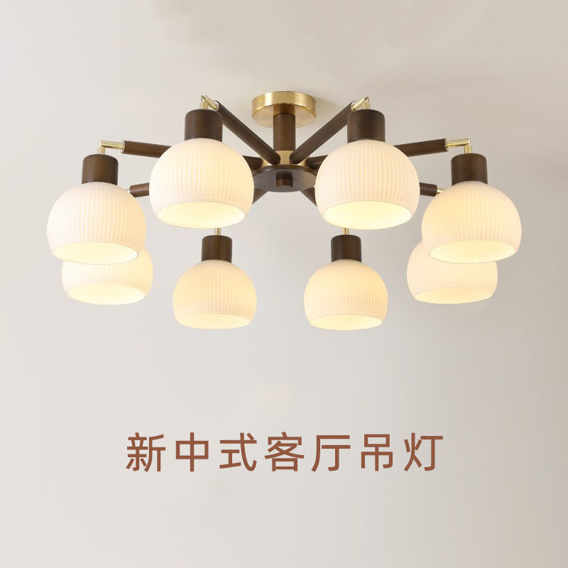 新中式吊灯实木客厅灯大厅主吊灯木质饭厅餐厅灯中国风古典茶楼灯