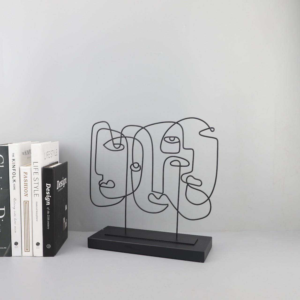 现代简约何铁线艺条人脸摆件厅BCN几书房玄关电视客柜办公室家居