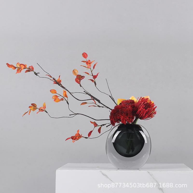 现代轻几奢高档花瓶玻璃茶厅客桌面插花餐桌花摆件鲜歺桌387仿真