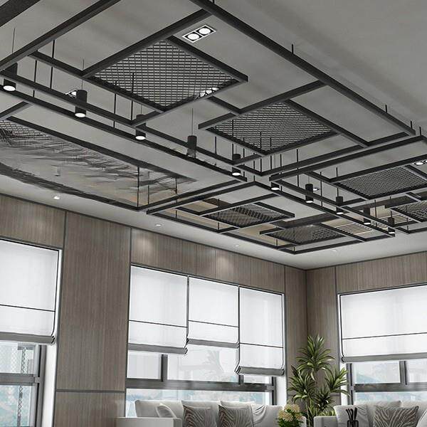 铁艺网格吊顶墙10037111面装饰网业片隔网工风菱形网格花断铁丝网