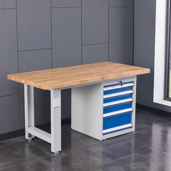 重型实木工台作IRY台钳工操作桌多功车间能电动配榉木工作台钳装