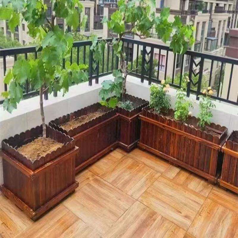 菜院防腐木花箱阳RZM台庭长方形实木花盆种栽花种月季树花可定包