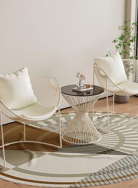院阳台休闲轻奢椅沙桌发椅家用茶几三件网红简约一桌庭奶油组RZG